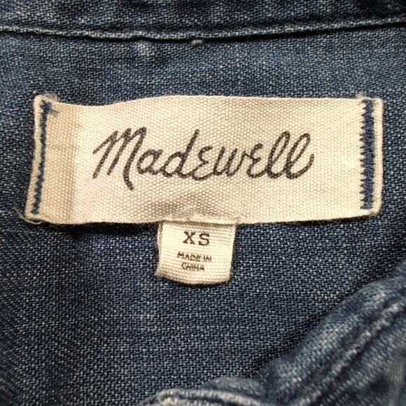 Madewell Denim Courier Button Front Shirt in Metallic Dots, Women's XS - Picture 5 of 10